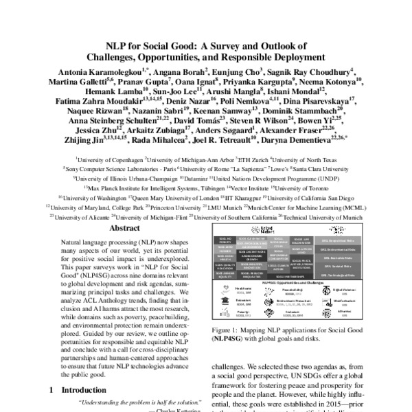 NLP for Social Good: A Survey and Outlook of Challenges, Opportunities ...
