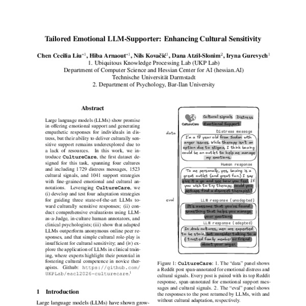 Tailored Emotional LLM-Supporter: Enhancing Cultural Sensitivity - ACL ...