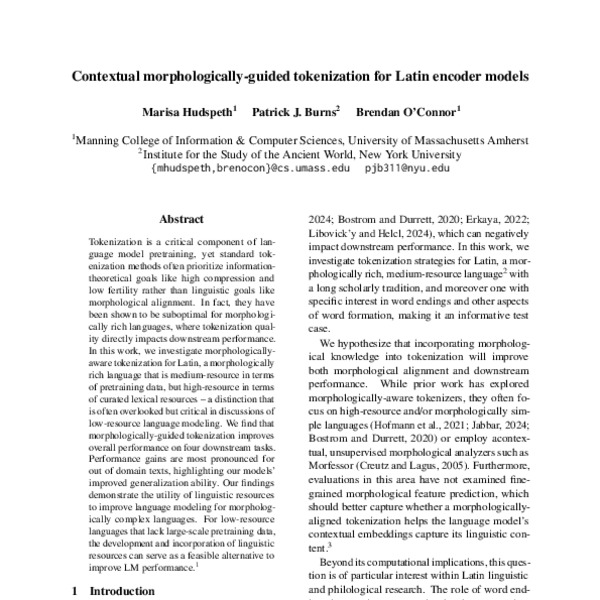 Contextual morphologically-guided tokenization for Latin encoder models ...