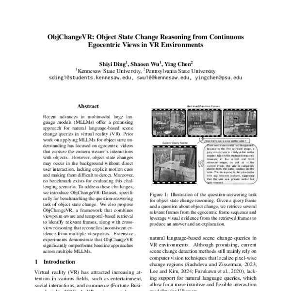 ObjChangeVR: Object State Change Reasoning from Continuous Egocentric ...