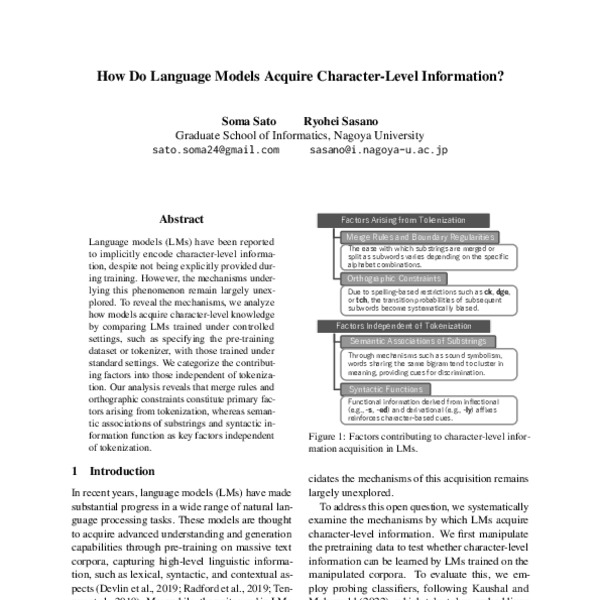 How Do Language Models Acquire Character-Level Information? - ACL Anthology