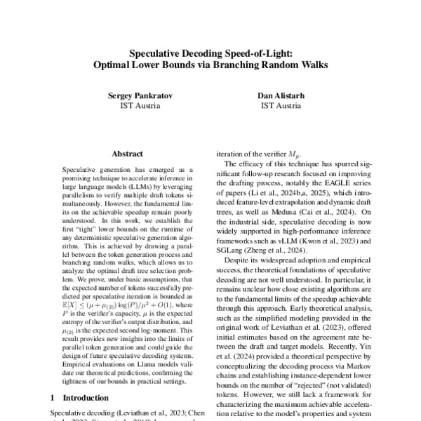 Speculative Decoding Speed-of-Light: Optimal Lower Bounds via Branching ...