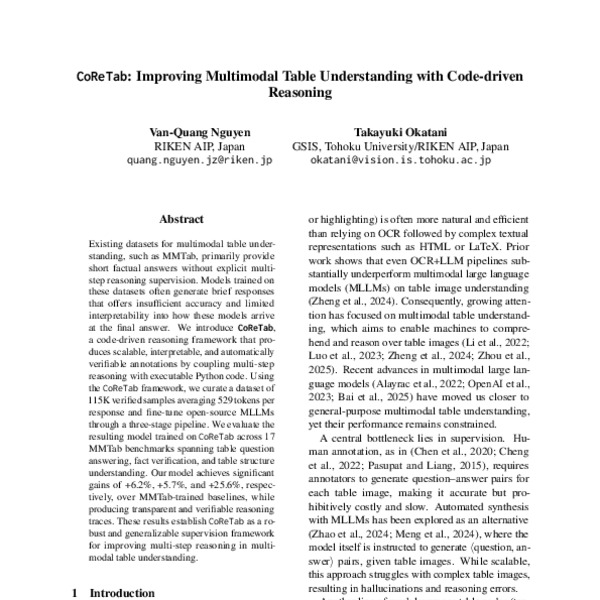 CoReTab: Improving Multimodal Table Understanding with Code-driven ...