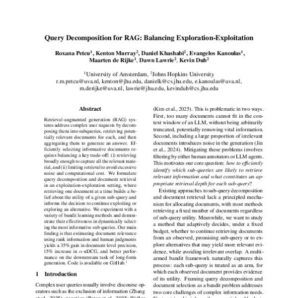 Query Decomposition for RAG: Balancing Exploration-Exploitation - ACL ...