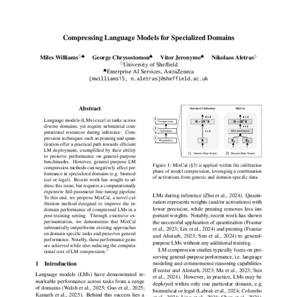 Compressing Language Models for Specialized Domains - ACL Anthology
