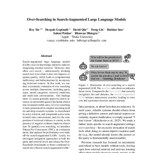 Over-Searching in Search-Augmented Large Language Models - ACL Anthology
