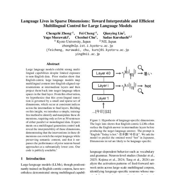 Language Lives in Sparse Dimensions: Toward Interpretable and Efficient ...