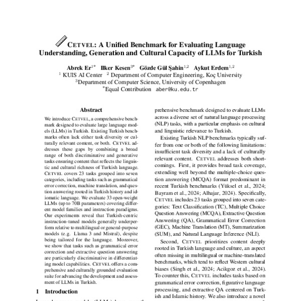 Cetvel: A Unified Benchmark for Evaluating Language Understanding ...