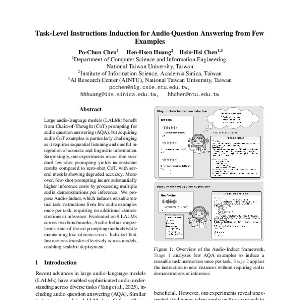 Task-Level Instructions Induction for Audio Question Answering from Few ...