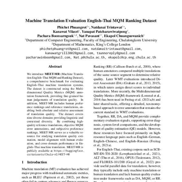 Machine translation Evaluation Eng-Thai MQM Ranking dataset - ACL Anthology