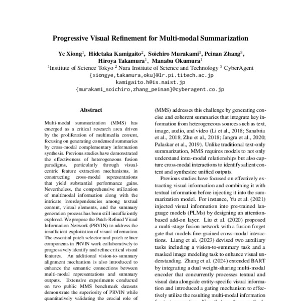 Progressive Visual Refinement for Multi-modal Summarization - ACL Anthology