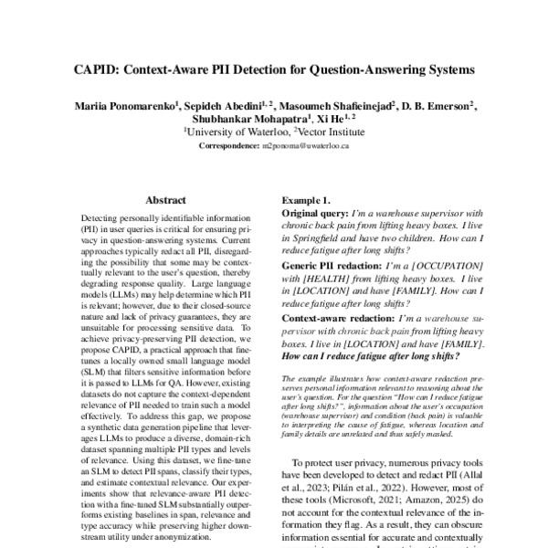 CAPID: Context-Aware PII Detection for Question-Answering Systems - ACL ...