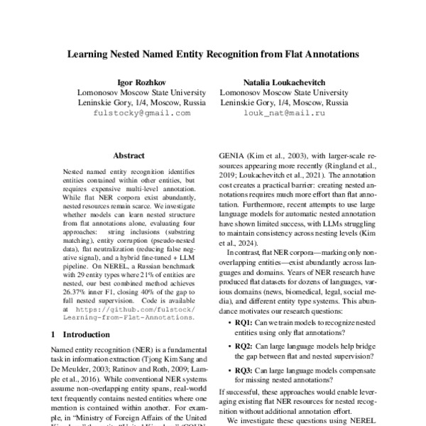 Learning Nested Named Entity Recognition from Flat Annotations - ACL ...