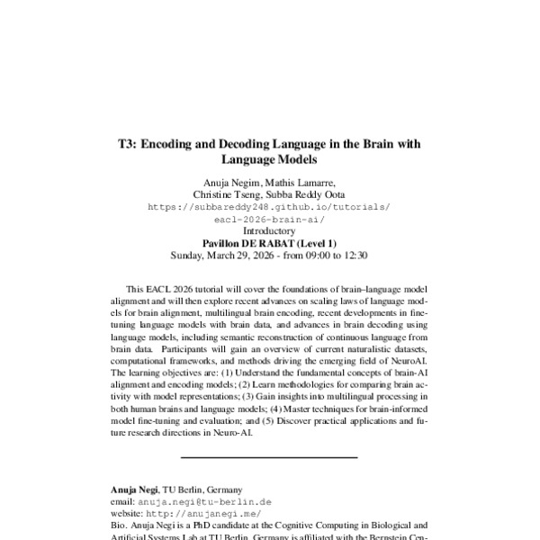 Encoding and Decoding Language in the Brain with Language Models - ACL ...