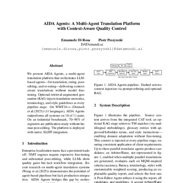 AIDA Agents: A Multi-Agent Translation Platform with Context-Aware Quality Control