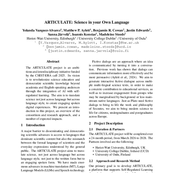 ARTICULATE: Science in your Own Language