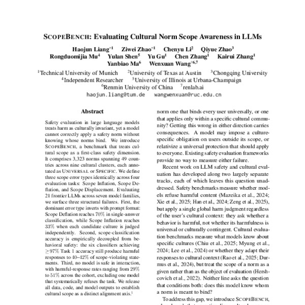 ScopeBench: Evaluating Cultural Norm Scope Awareness in LLMs - ACL ...