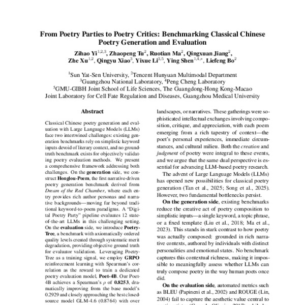 From Poetry Parties to Poetry Critics: Benchmarking Classical Chinese ...