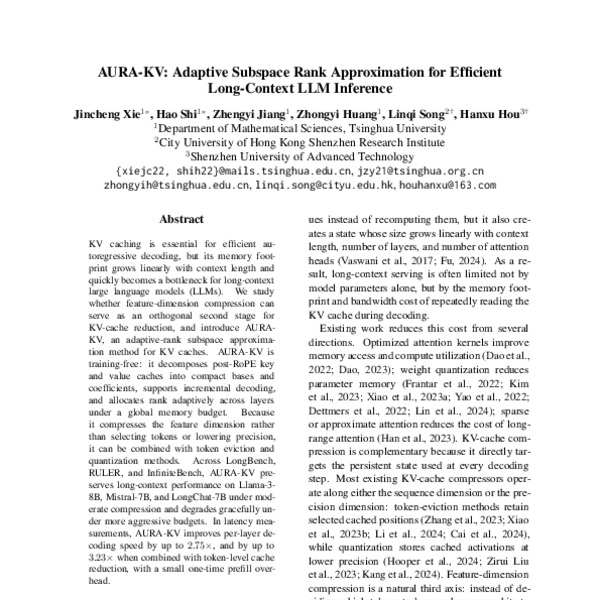AURA-KV: Adaptive Subspace Rank Approximation for Efficient Long ...