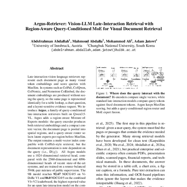 Argus-Retriever: Vision-LLM Late-Interaction Retrieval with Region ...