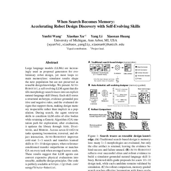 When Search Becomes Memory: Accelerating Robot Design Discovery with ...