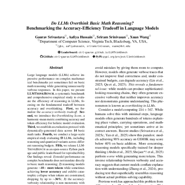 Do LLMs Overthink Basic Math Reasoning? Benchmarking the Accuracy ...