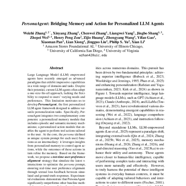 PersonaAgent: Bridging Memory and Action for Personalized LLM Agents ...