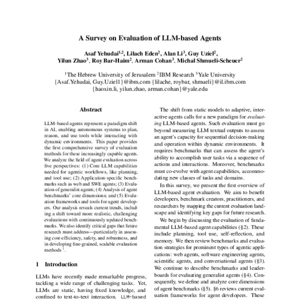 A Survey on Evaluation of LLM-based Agents - ACL Anthology