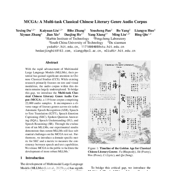 MCGA: A Multi-task Classical Chinese Literary Genre Audio Corpus - ACL ...
