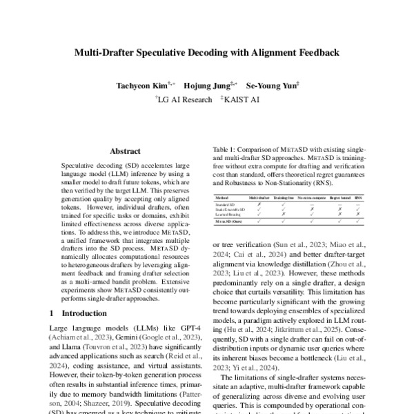 Multi-Drafter Speculative Decoding with Alignment Feedback - ACL Anthology