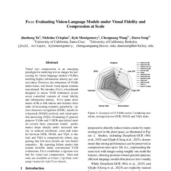 Fico: Evaluating Vision-Language Models under Visual Fidelity and ...