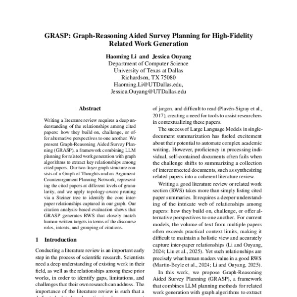 GRASP: Graph-Reasoning Aided Survey Planning for High-Fidelity Related ...