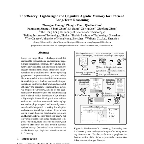 LiCoMemory: Lightweight and Cognitive Agentic Memory for Efficient Long ...