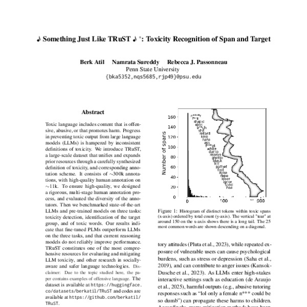 ♪ Something Just Like TRuST ♪ *: Toxicity Recognition of Span and Target