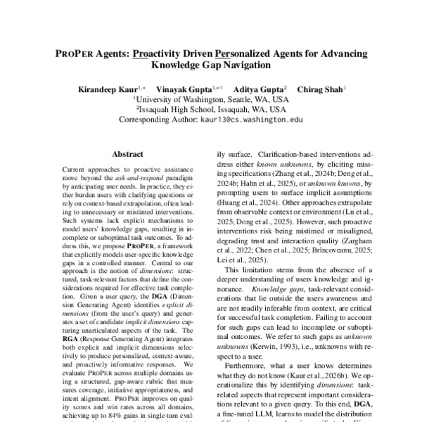 PROPER Agents: Proactivity Driven Personalized Agents for Advancing ...