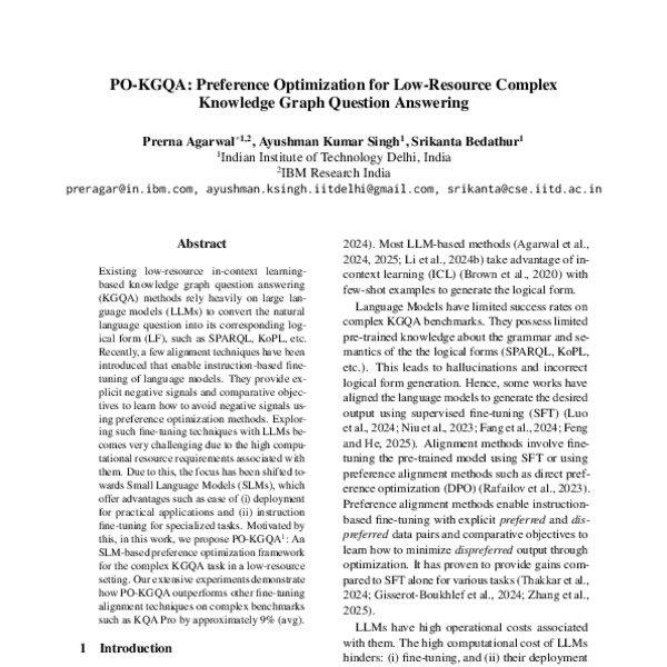 PO-KGQA: Preference Optimization for Low-Resource Complex Knowledge ...
