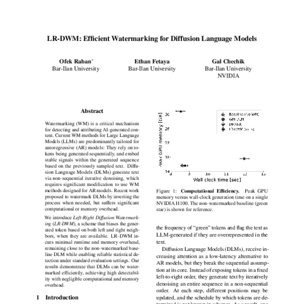 LR-DWM: Efficient Watermarking for Diffusion Language Models - ACL ...