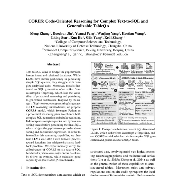 CORES: Code-Oriented Reasoning for Complex Text-to-SQL and ...