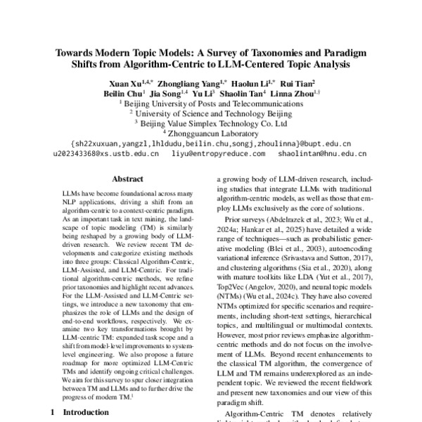 Towards Modern Topic Models: A Survey of Taxonomies and Paradigm Shifts ...