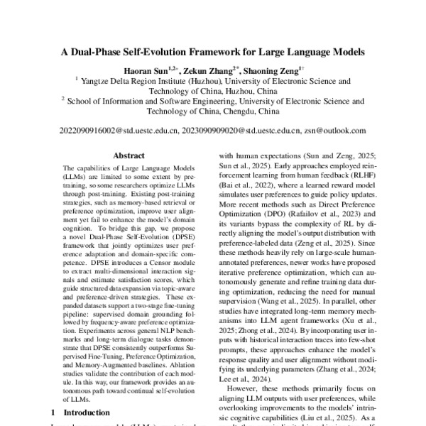 A Dual-Phase Self-Evolution Framework for Large Language Models