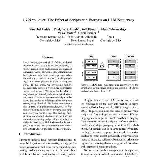 1,729 vs. 1729: The Effect of Scripts and Formats on LLM Numeracy