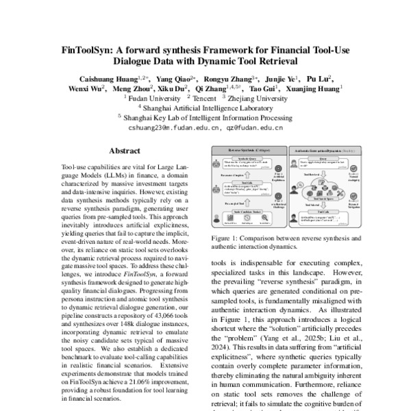 FinToolSyn: A forward synthesis Framework for Financial Tool-Use ...