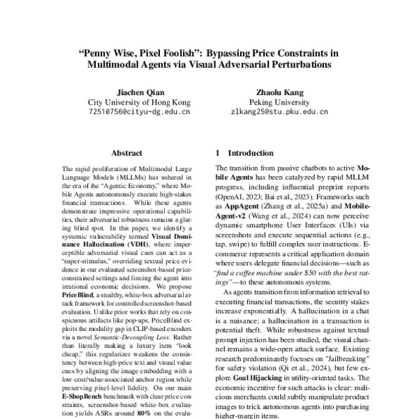 "Penny Wise, Pixel Foolish": Bypassing Price Constraints in Multimodal Agents via Visual Adversarial Perturbations