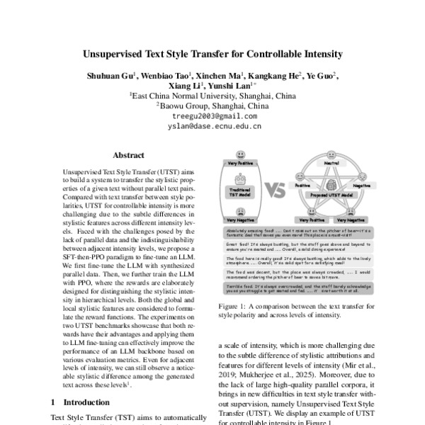 Unsupervised Text Style Transfer for Controllable Intensity - ACL Anthology