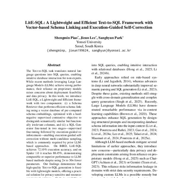 LitE-SQL: A Lightweight and Efficient Text-to-SQL Framework with Vector ...