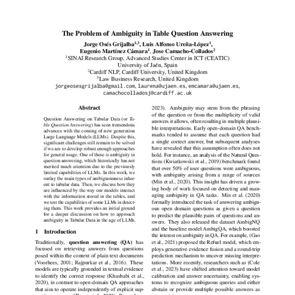 The Problem of Ambiguity in Table Question Answering - ACL Anthology