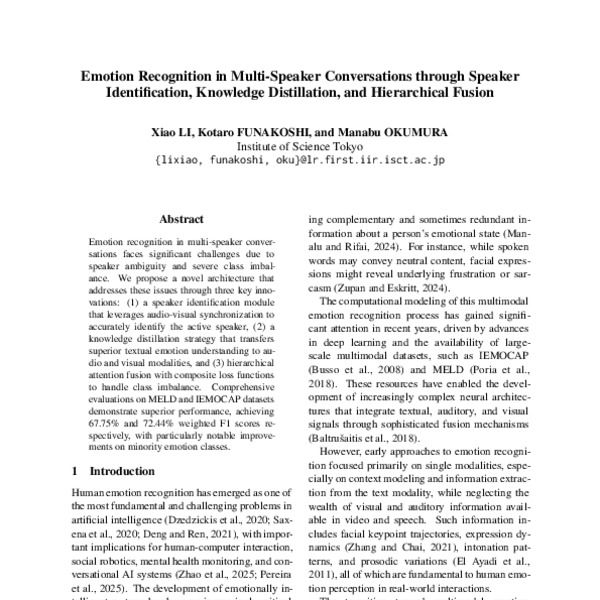 Emotion Recognition in Multi-Speaker Conversations through Speaker ...