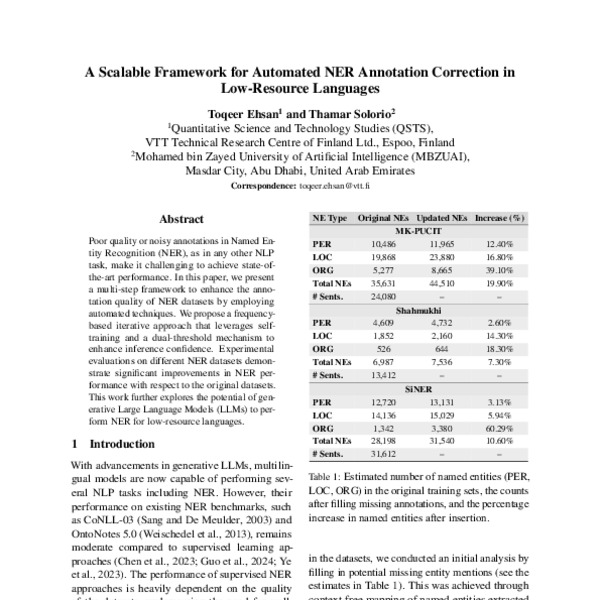 A Scalable Framework for Automated NER Annotation Correction in Low ...