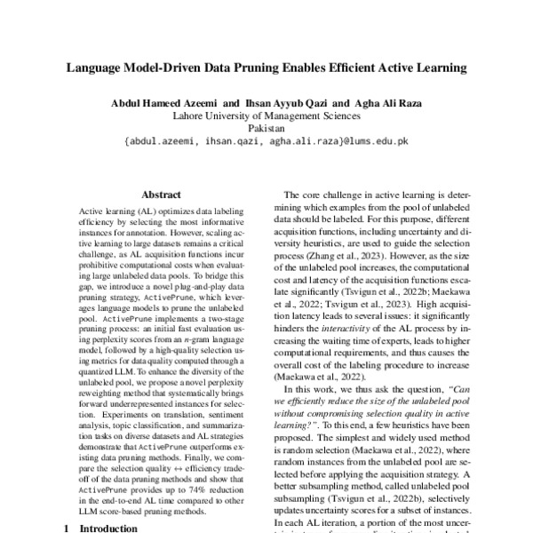 Language Model-Driven Data Pruning Enables Efficient Active Learning ...