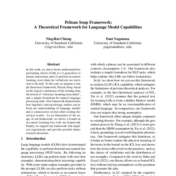 Pelican Soup Framework: A Theoretical Framework for Language Model ...